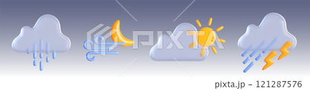 3D weather forecast icons set 121287576