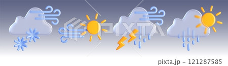 Modern weather forecast symbols in 3d 121287585