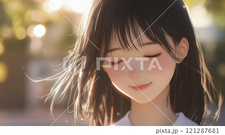 女子高生の表情のクローズアップのイラスト「AI生成画像」 女子高生の表情のクローズアップのイラスト「AI生成画像」 121287681