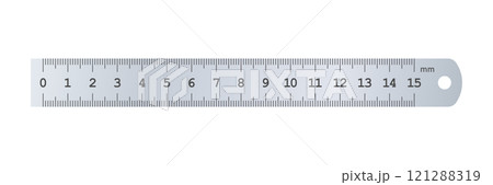 Metric measurement icon in flat style. Metal measure scale vector illustration on isolated background. Ruler scale sign business concept. 121288319