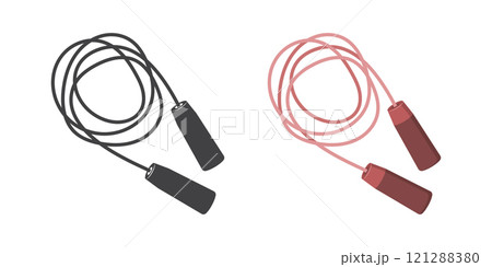 Jumping rope icon in flat style. Gymnastic equipment vector illustration on isolated background. Training instrument sign business concept. 121288380