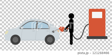 一個人在加油站給汽車加油的向量圖 121288466