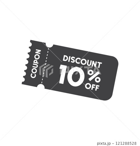 Gift voucher icon in flat style. 10% discount vector illustration on isolated background. Promotion coupon sign business concept. 121288528