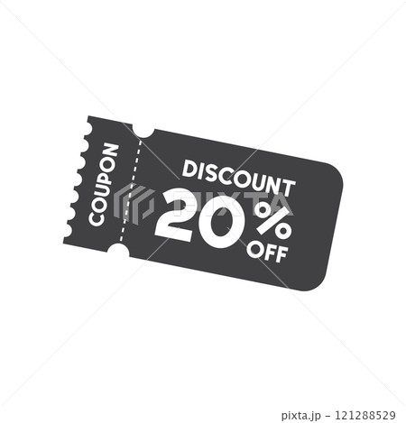 Gift voucher icon in flat style. 20% discount vector illustration on isolated background. Promotion coupon sign business concept. Gift voucher icon in flat style. 20% discount vector illustration on isolated background. Promotion coupon sign business concept. 121288529