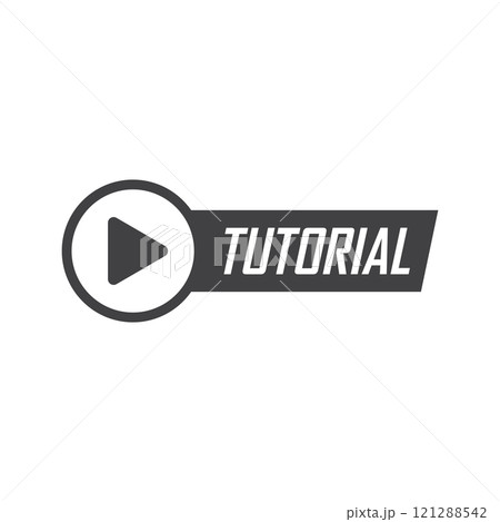 Play video tutorials icon in flat style. Education software vector illustration on isolated background. Webinar training sign business concept. 121288542