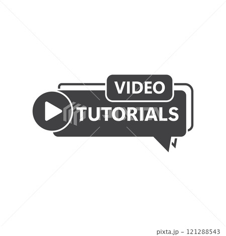 Play video tutorials icon in flat style. Education software vector illustration on isolated background. Webinar training sign business concept. 121288543