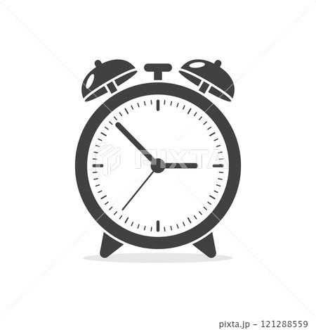 Clock icon in flat style. Round watch vector illustration on isolated background. Timer sign business concept. 121288559