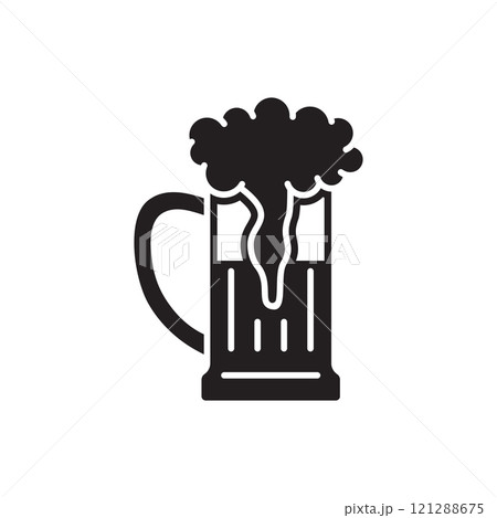 Cold beer icon in flat style. Alcohol drink vector illustration on isolated background. Alcohol glass sign business concept. 121288675