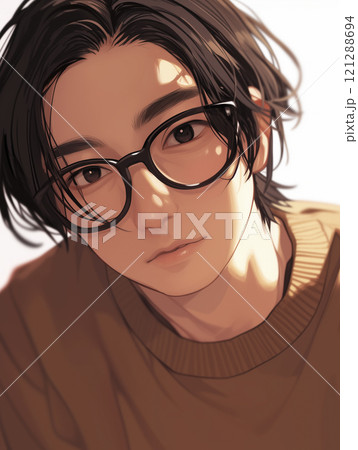 黒縁メガネの青年イラスト「AI生成画像」 黒縁メガネの青年イラスト「AI生成画像」 121288694