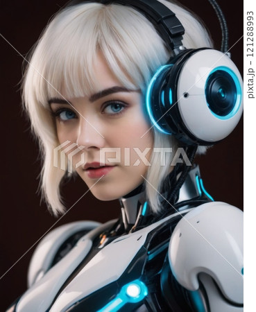 portrait woman cyborg modern technology 121288993