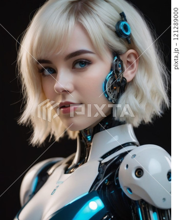 portrait woman cyborg modern technology 121289000