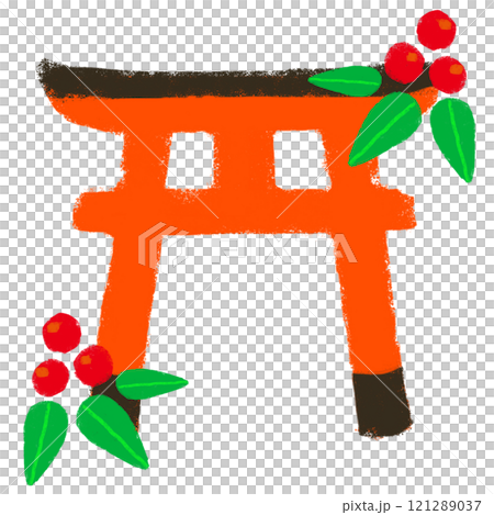 Crayon touch New Year's image Torii 121289037