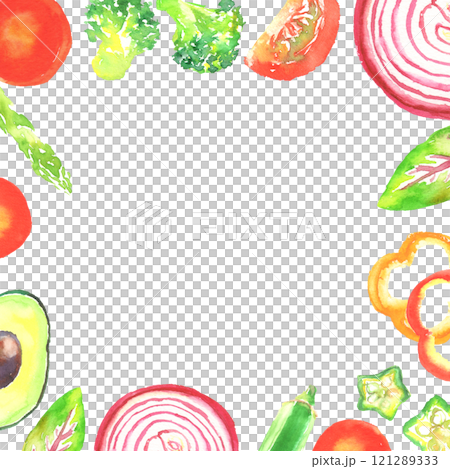 Watercolor salad vegetable frame 121289333