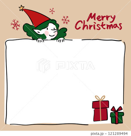 An empty frame illustration with a fairy in a red hat. An empty frame illustration with a fairy in a red hat. 121289494