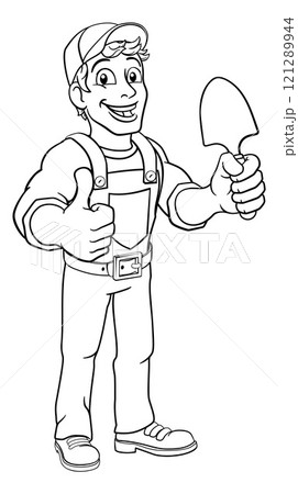 Gardener Cartoon Garden Spade Handyman Farmer 121289944