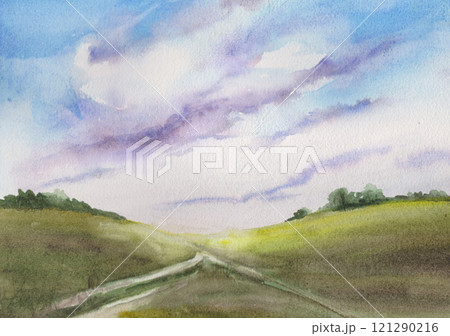 Country road among the hills 121290216