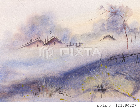 Foggy morning in the countryside Foggy morning in the countryside 121290227