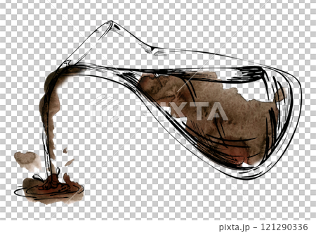 Hand drawn watercolor ink, transparent glass vase jar jug bottle pouring soy teriyaki sauce coffee with splash. Isolated illustration for wedding, cards, spa, florist shop, cafe restaurant, commerce. Hand drawn watercolor ink, transparent glass vase jar jug bottle pouring soy teriyaki sauce coffee with splash. Isolated illustration for wedding, cards, spa, florist shop, cafe restaurant, commerce. 121290336