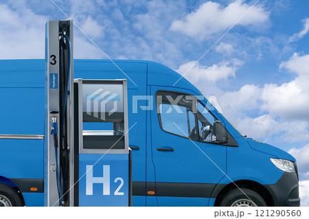 A hydrogen fuel cell delivery van concept. Clean transportation A hydrogen fuel cell delivery van concept. Clean transportation 121290560