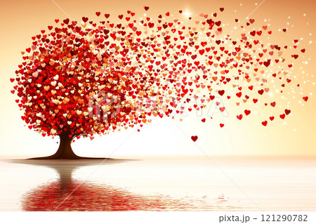 Beautiful Heart Tree Design for Valentine's Day Celebration and Romantic Background 121290782