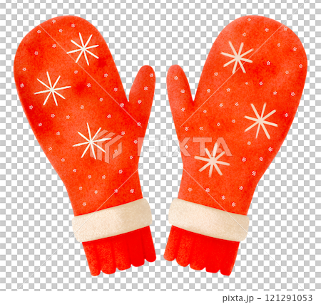Illustrations of winter gloves on an isolated background, Christmas gloves on an isolated background 121291053