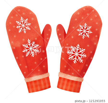 Illustrations of winter gloves on an isolated background, Christmas gloves on an isolated background Illustrations of winter gloves on an isolated background, Christmas gloves on an isolated background 121291055