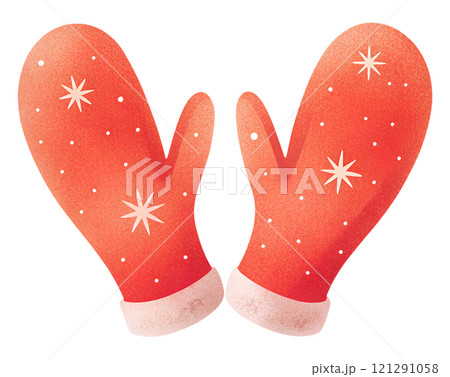 Illustrations of winter gloves on an isolated background, Christmas gloves on an isolated background 121291058