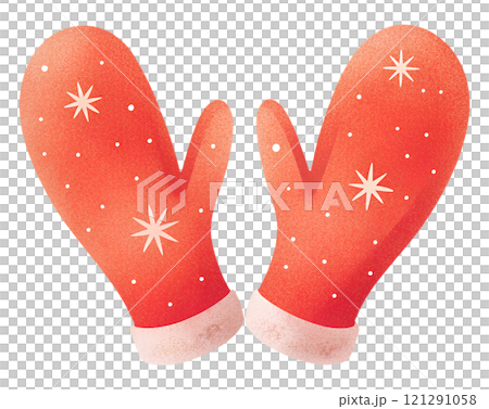 Illustrations of winter gloves on an isolated background, Christmas gloves on an isolated background 121291058