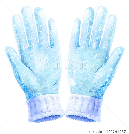 Illustrations of winter gloves on an isolated background, Christmas gloves on an isolated background 121291087
