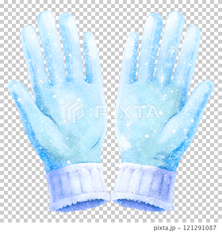 Illustrations of winter gloves on an isolated background, Christmas gloves on an isolated background 121291087