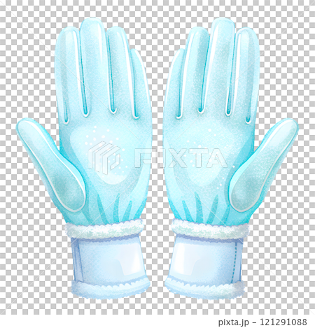 Illustrations of winter gloves on an isolated background, Christmas gloves on an isolated background 121291088