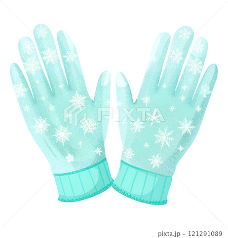 Illustrations of winter gloves on an isolated background, Christmas gloves on an isolated background 121291089