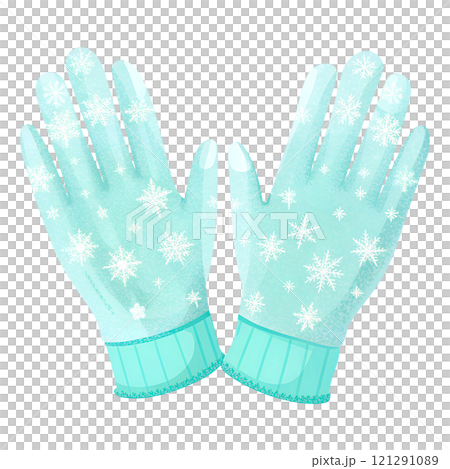 Illustrations of winter gloves on an isolated background, Christmas gloves on an isolated background 121291089