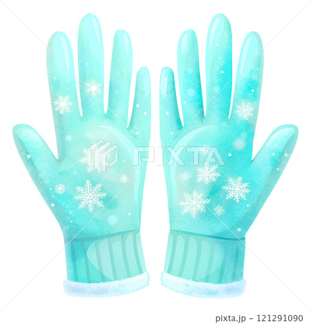 Illustrations of winter gloves on an isolated background, Christmas gloves on an isolated background 121291090