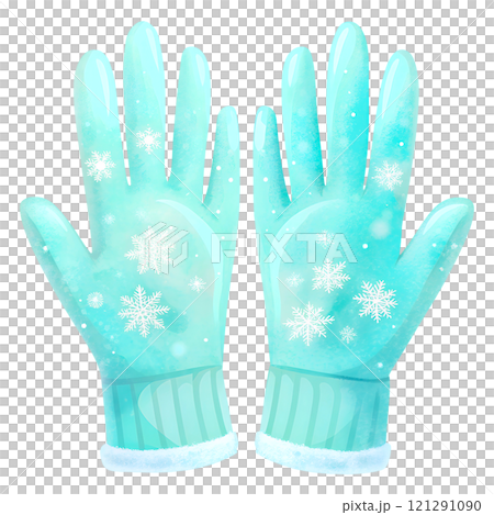 Illustrations of winter gloves on an isolated background, Christmas gloves on an isolated background 121291090