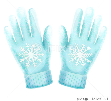 Illustrations of winter gloves on an isolated background, Christmas gloves on an isolated background 121291091