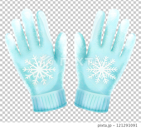 Illustrations of winter gloves on an isolated background, Christmas gloves on an isolated background 121291091