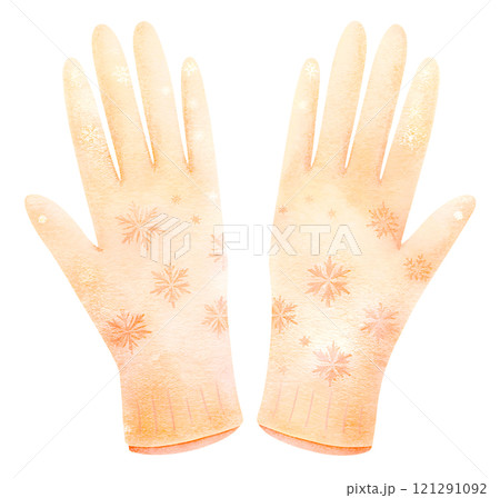 Illustrations of winter gloves on an isolated background, Christmas gloves on an isolated background 121291092