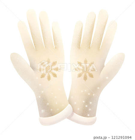 Illustrations of winter gloves on an isolated background, Christmas gloves on an isolated background 121291094