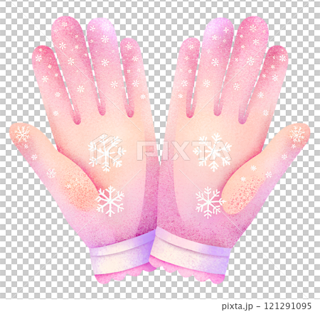 Illustrations of winter gloves on an isolated background, Christmas gloves on an isolated background 121291095