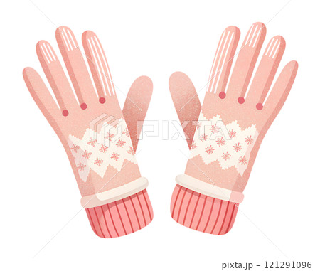 Illustrations of winter gloves on an isolated background, Christmas gloves on an isolated background 121291096