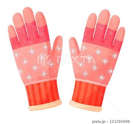 Illustrations of winter gloves on an isolated background, Christmas gloves on an isolated background 121291099