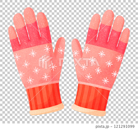Illustrations of winter gloves on an isolated background, Christmas gloves on an isolated background 121291099