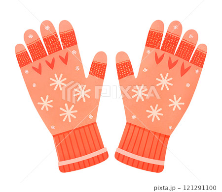 Illustrations of winter gloves on an isolated background, Christmas gloves on an isolated background 121291100