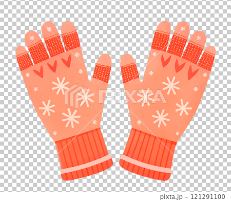 Illustrations of winter gloves on an isolated background, Christmas gloves on an isolated background 121291100