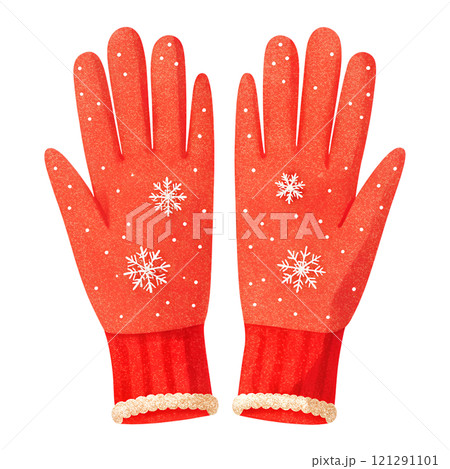 Illustrations of winter gloves on an isolated background, Christmas gloves on an isolated background 121291101