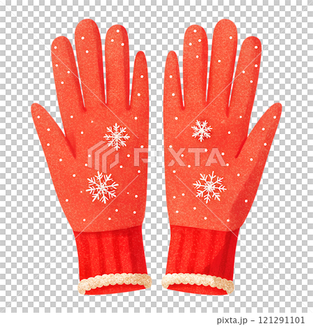 Illustrations of winter gloves on an isolated background, Christmas gloves on an isolated background 121291101