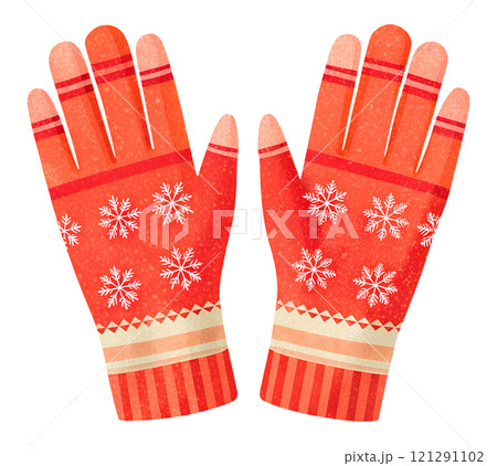 Illustrations of winter gloves on an isolated background, Christmas gloves on an isolated background 121291102