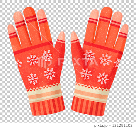 Illustrations of winter gloves on an isolated background, Christmas gloves on an isolated background 121291102
