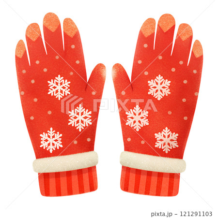 Illustrations of winter gloves on an isolated background, Christmas gloves on an isolated background 121291103